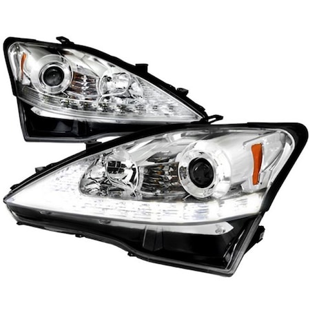 Overtime LED Projector Headlight for 06 to 09 Lexus IS250, Chrome - 12 x 24 x 28 in. OV2654191